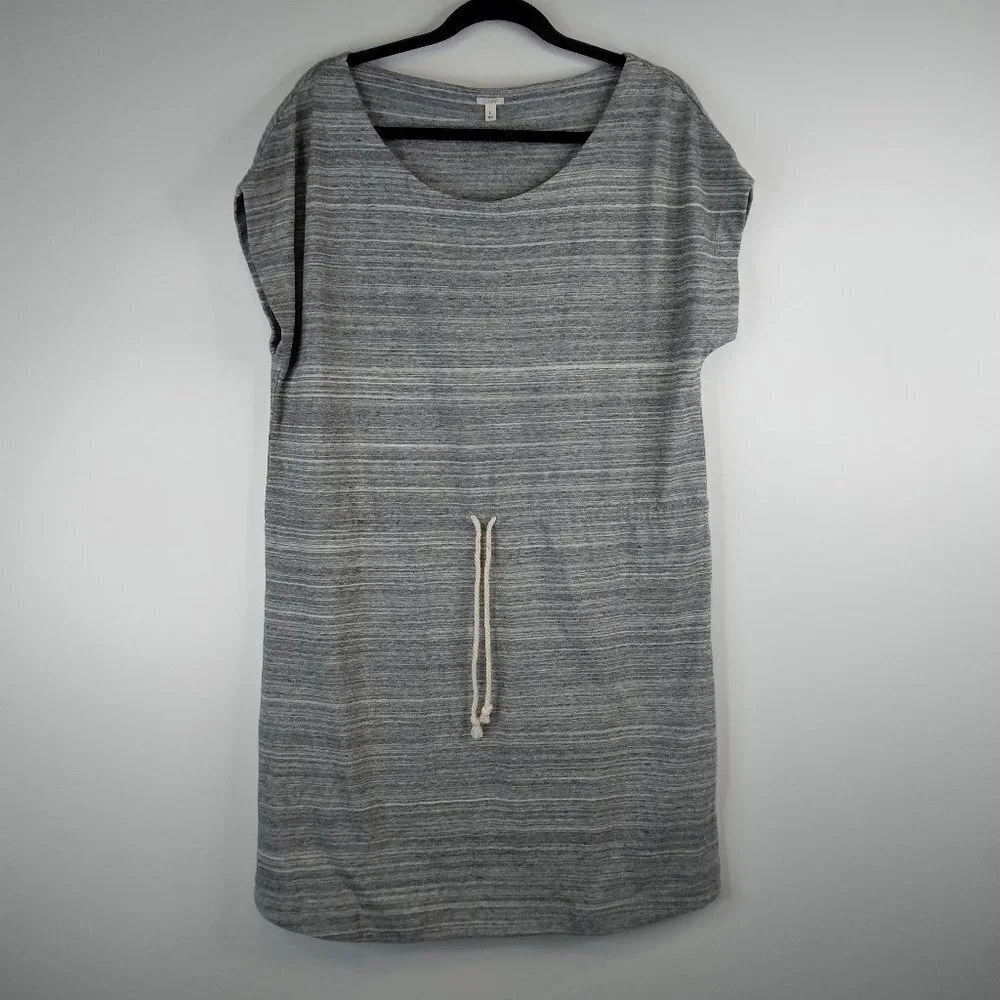 J. Crew Gray Drawstring Cord Waistband Cover Up Cotton Dress Size L